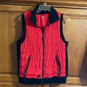 Calvin Klein Red and Black Quilted Vest